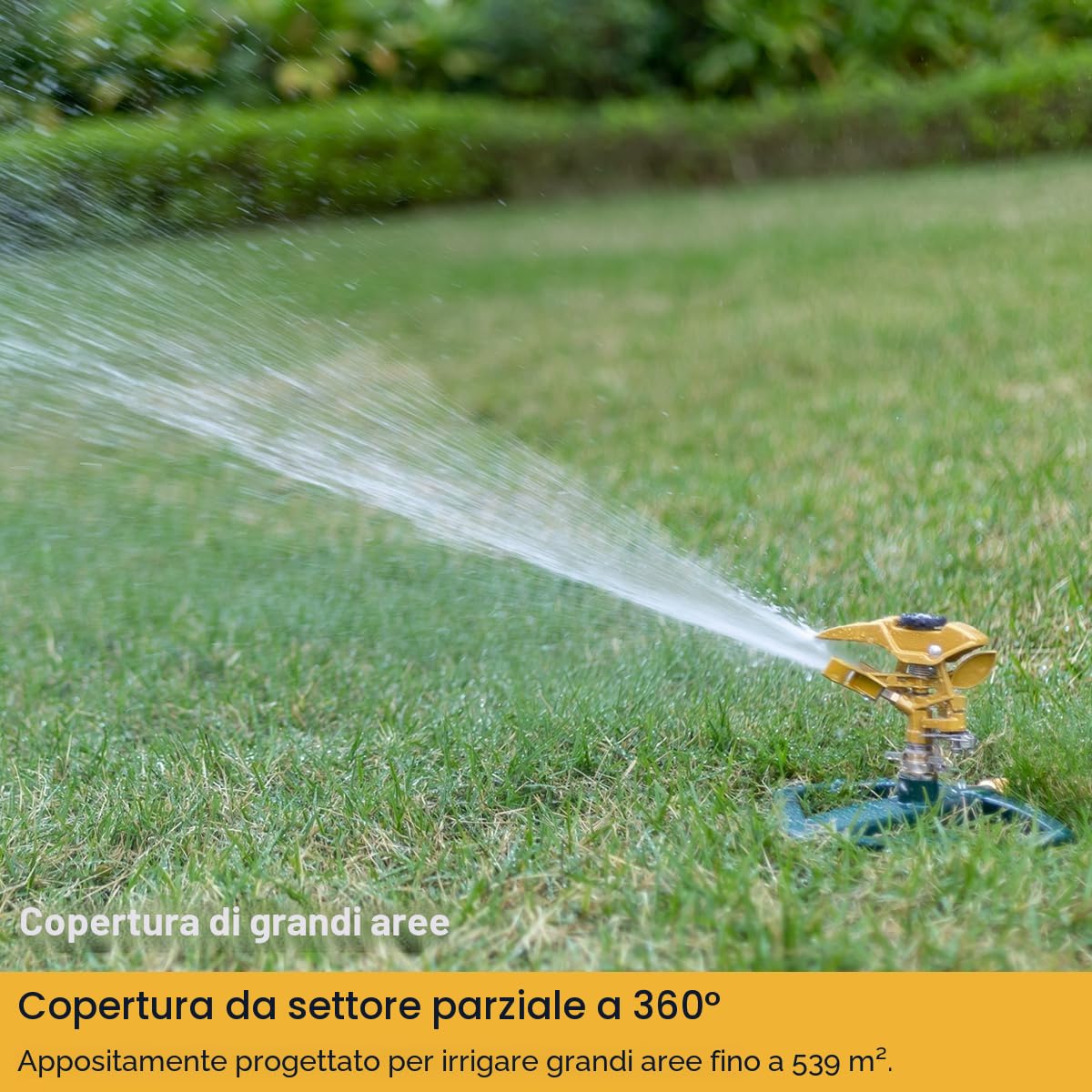 FANHAO Irrigatore a Pulsazione per Impieghi Gravosi, Irrigatore con Base in Metallo per Irrigare Aree fino a 540 m², Copertura di un'ampia Area a 360 Gradi, Metallo Solido