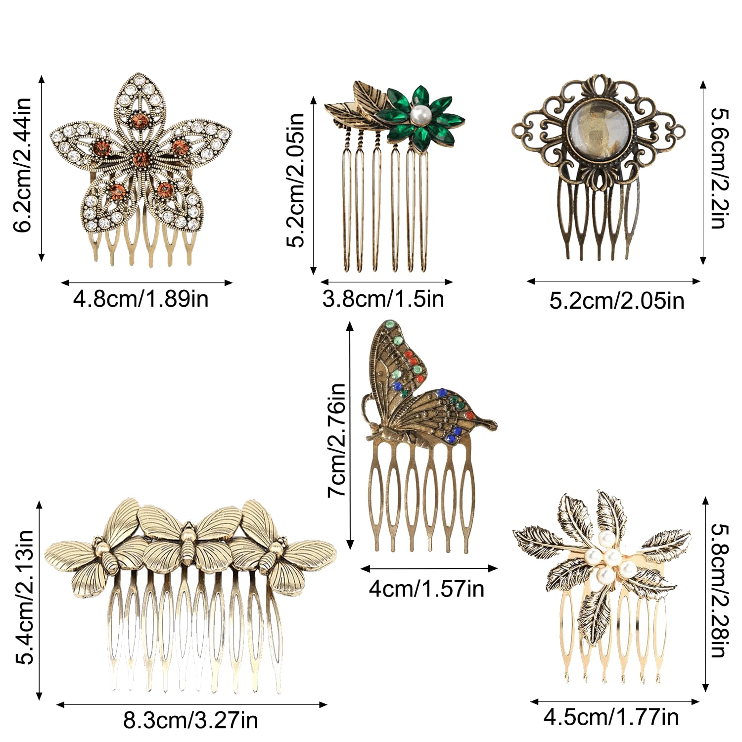 Amazon.com : 6 Pack Vintage Hair Side Combs for Women  display picture 1