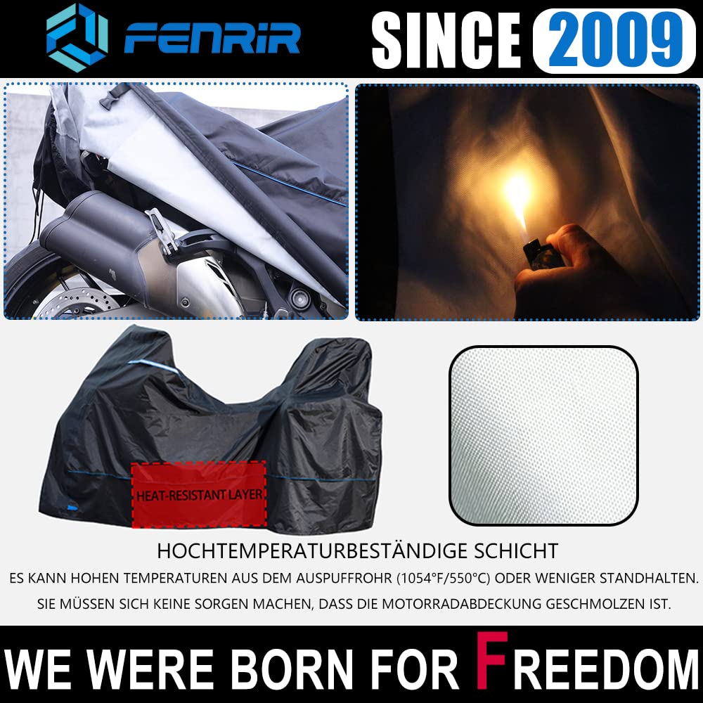 FENRIR 420DOxford-Stoff Motorrad abdeckplane motorradabdeckungen Outdoor wasserdicht motorradgarage motoradabdeckhaube lackschonend hitzebeständig Lüftungsdesign Oben Kasten Adventure Tour Roller