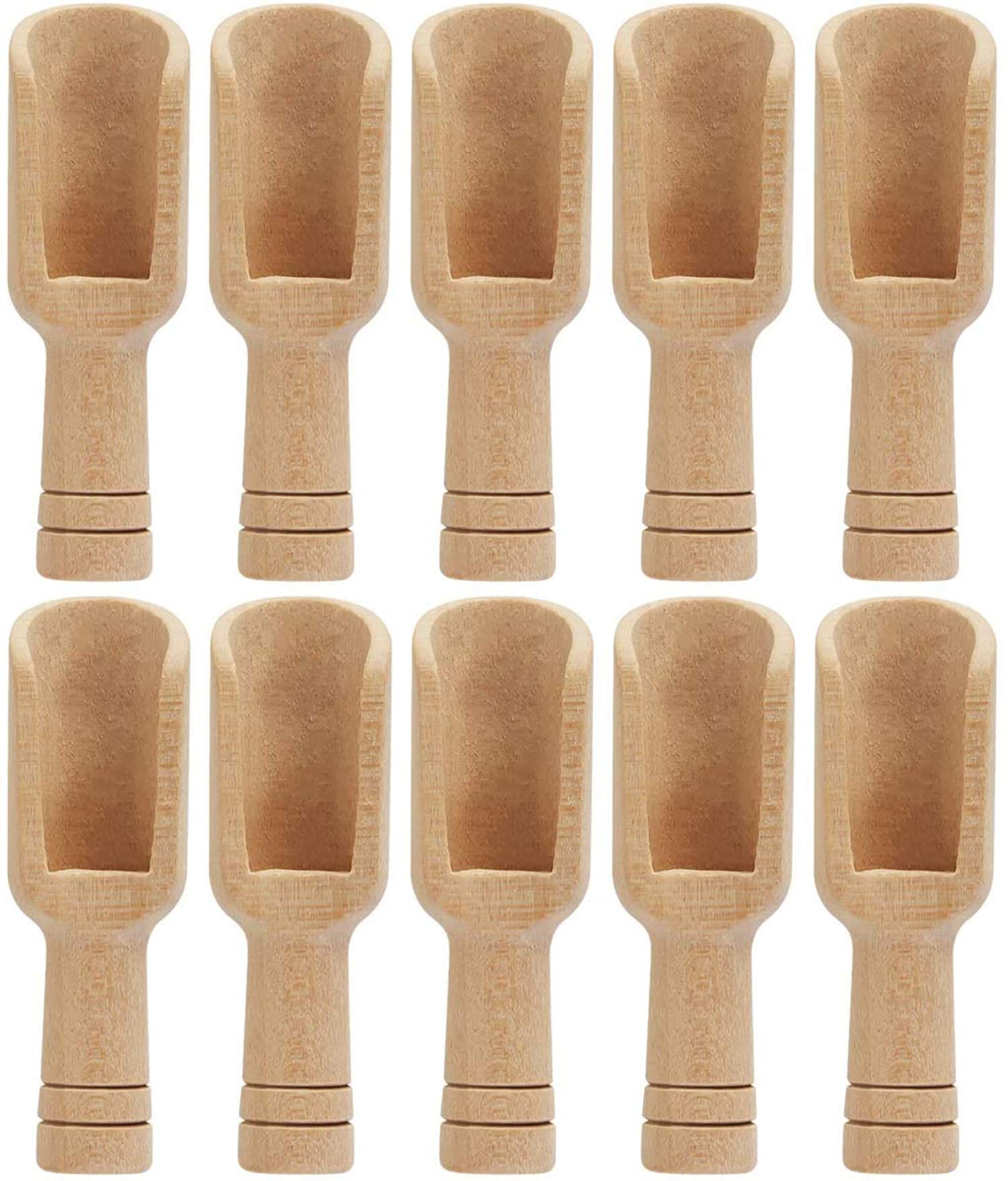 10 Packs Mini Wooden Spoons Wooden Kitchen Scoops Small Unpainted Wood Spoon for Bath Salts, Candy, Tea, Washing Powder