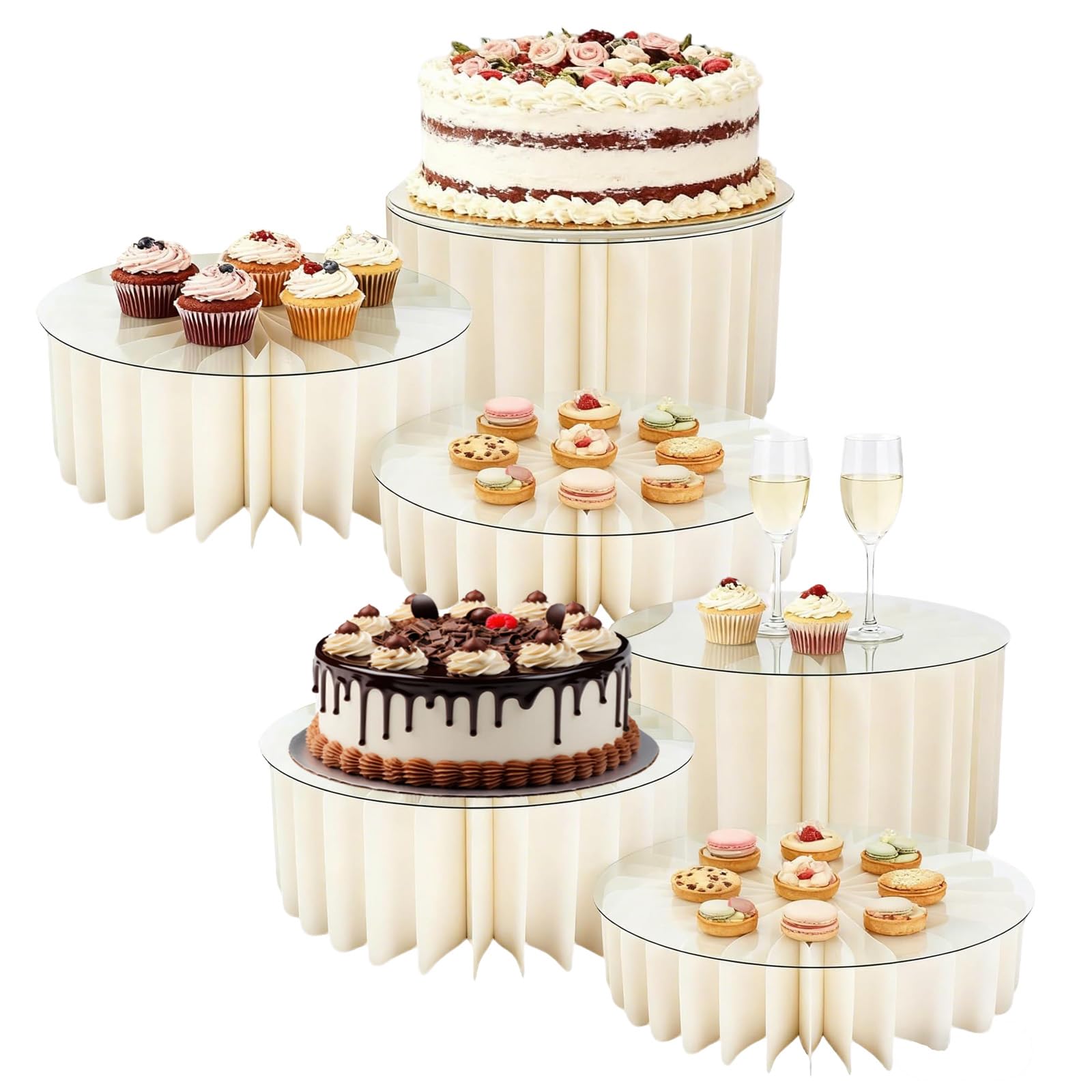 Vurlexat 6pcs Buffet Risers Cardboard Display Stand with Acrylic Board