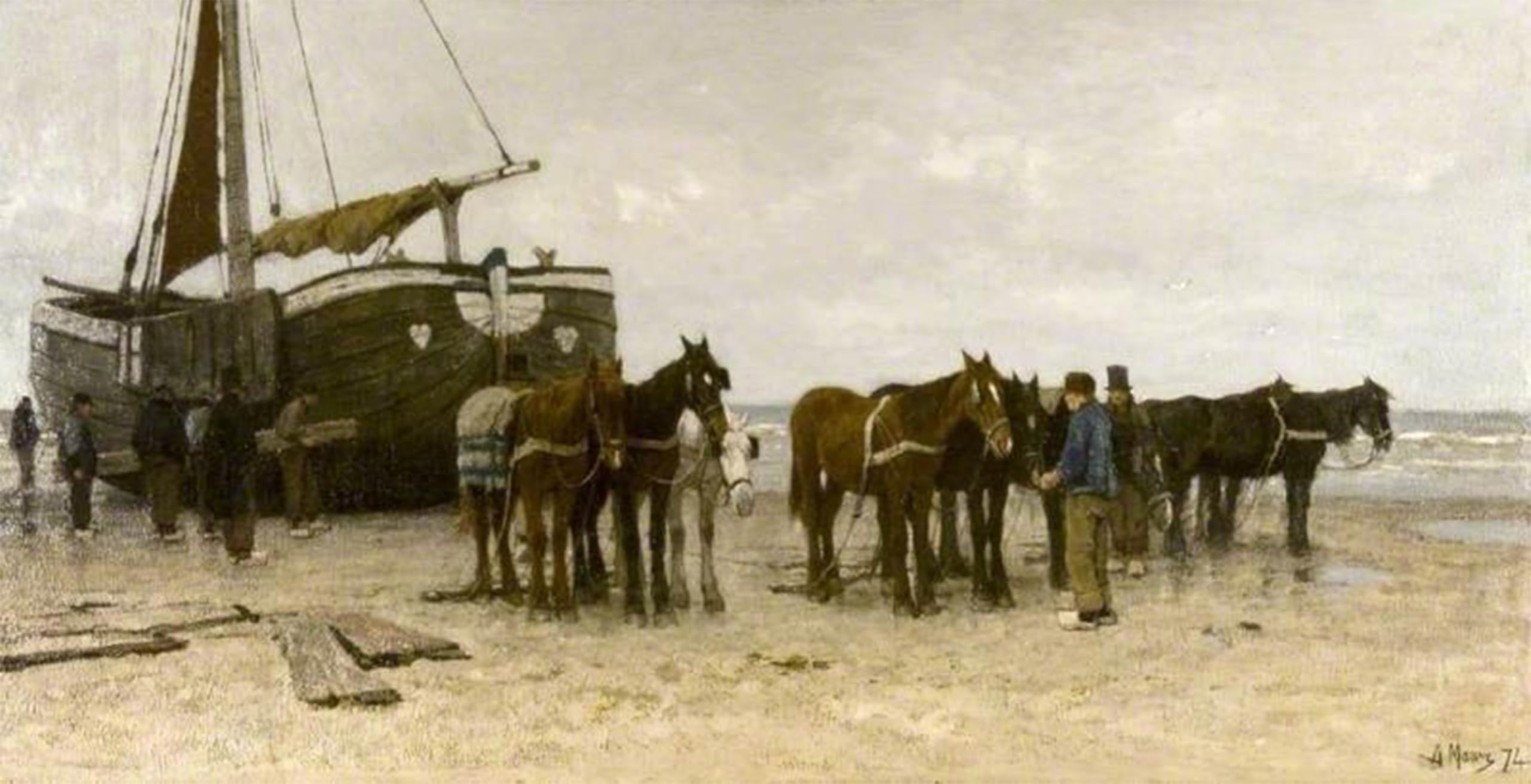 ARTXLXXBN Famous Painting Art Wall Decor Abstract Art Picture Scheveningen Anton Mauve Animal Pictures for Home Decor 60x90cm