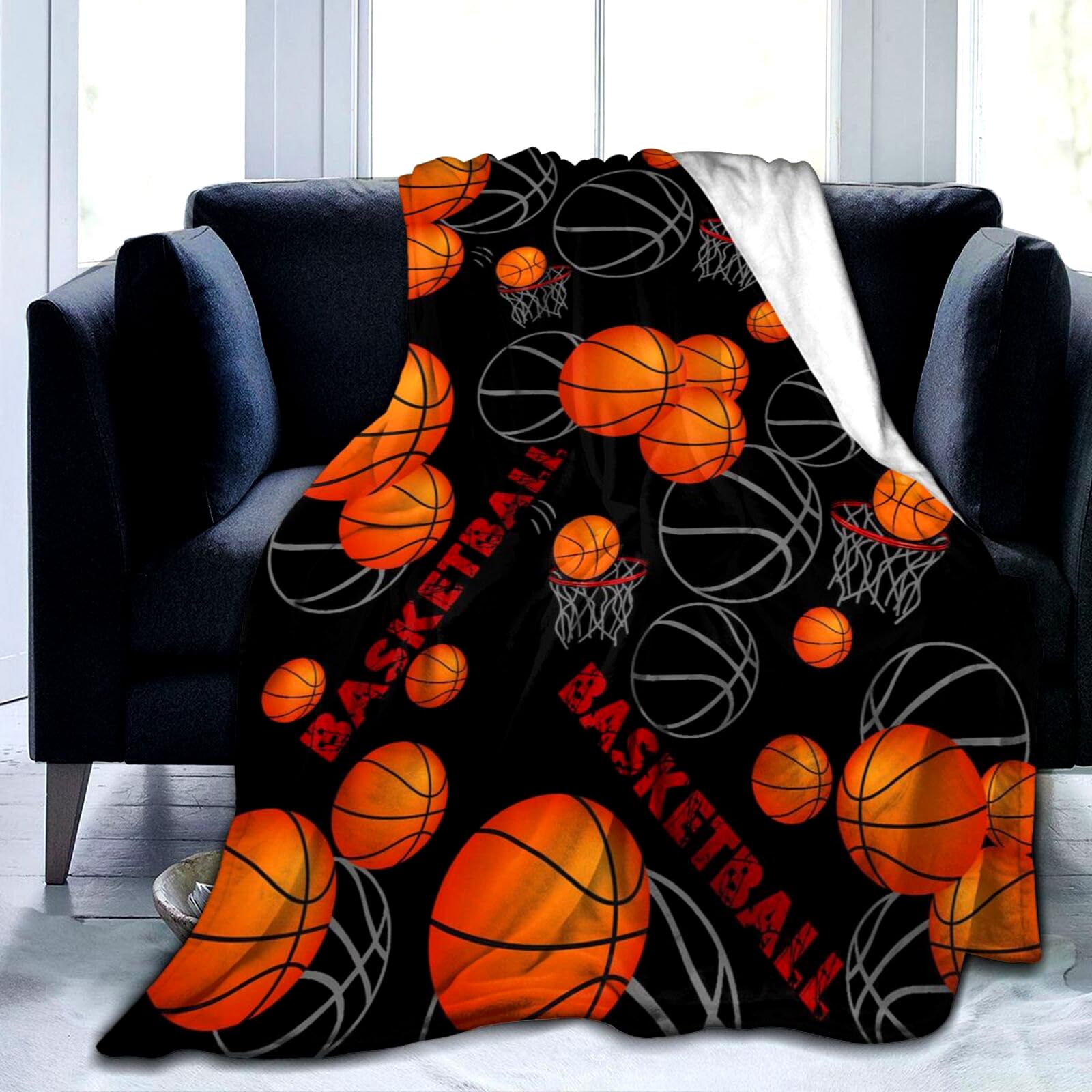 UNZOVZS Basketball Blanket Gifts For Boys Girls, Flannel Basketball Throw Blankets Birthday Gifts For Teens Adults Sport Lovers 50"X40"