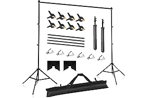 Backdrop Stand Kit: Adjustable Photo Backdrop Stand with 4 Crossbars