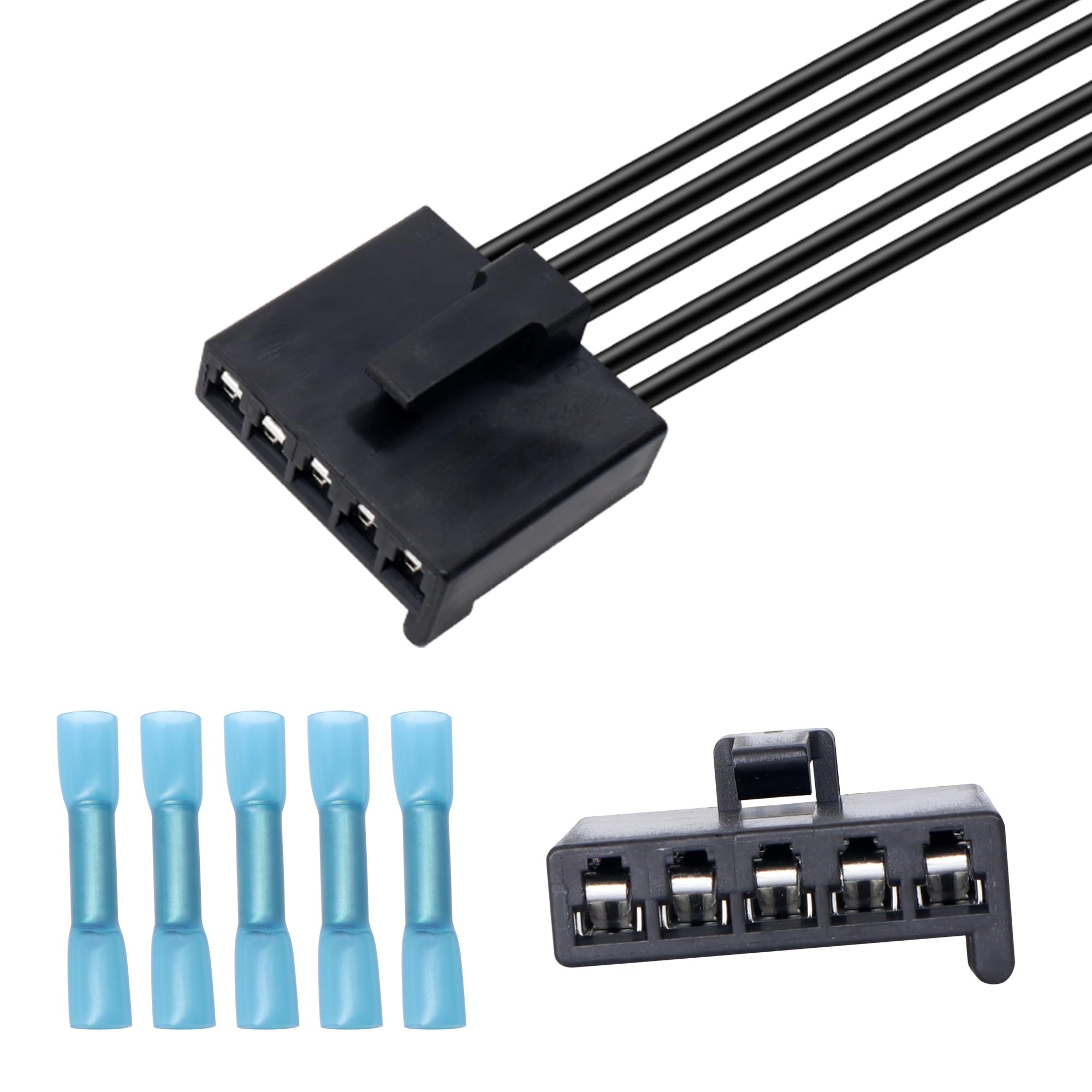 HiSport WPT1285, 645-512 Blower Motor Resistor Connector Wire Harness Pigtail AC Fan Blower 5 Wire Assembly Compatible with Ford Fusion 2010-2015,