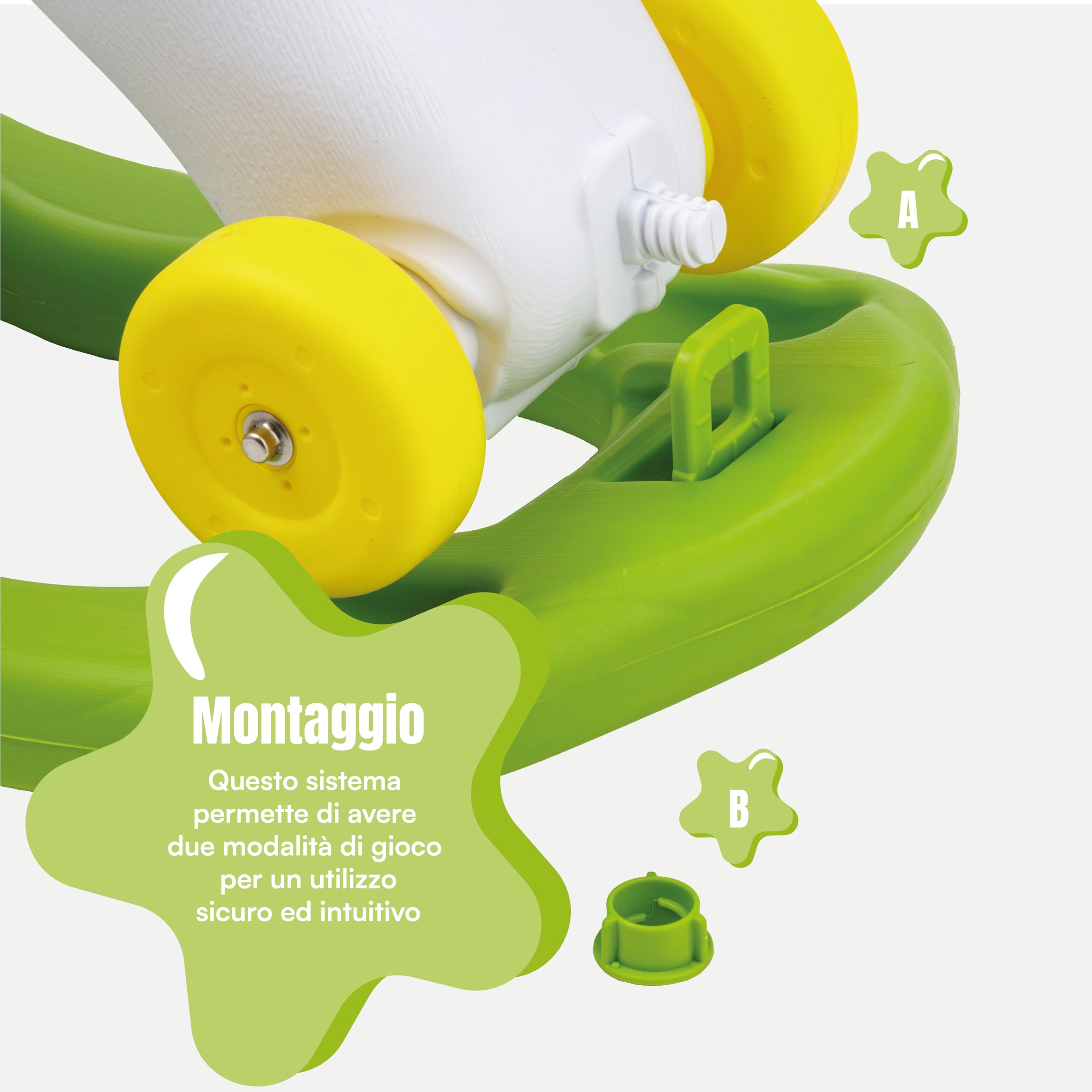 Baroni Toys Caballo balancín 2 en 1, Base balancín Desmontable, Caballo para Montar y con Ruedas, 2-5 años, 70x49x30 cm (Caballo Blanco)