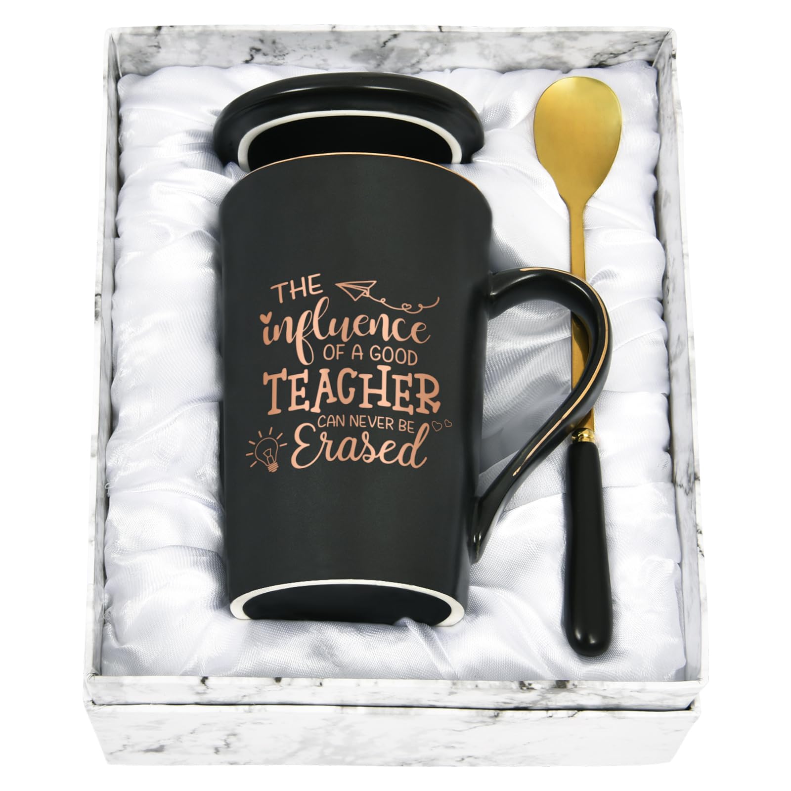 Joymaking Teacher Gift Coffee Mug - The Influence of a Good Teacher Can Never Be Erased - Thank You for Birthday Christmas, 14 Oz Black