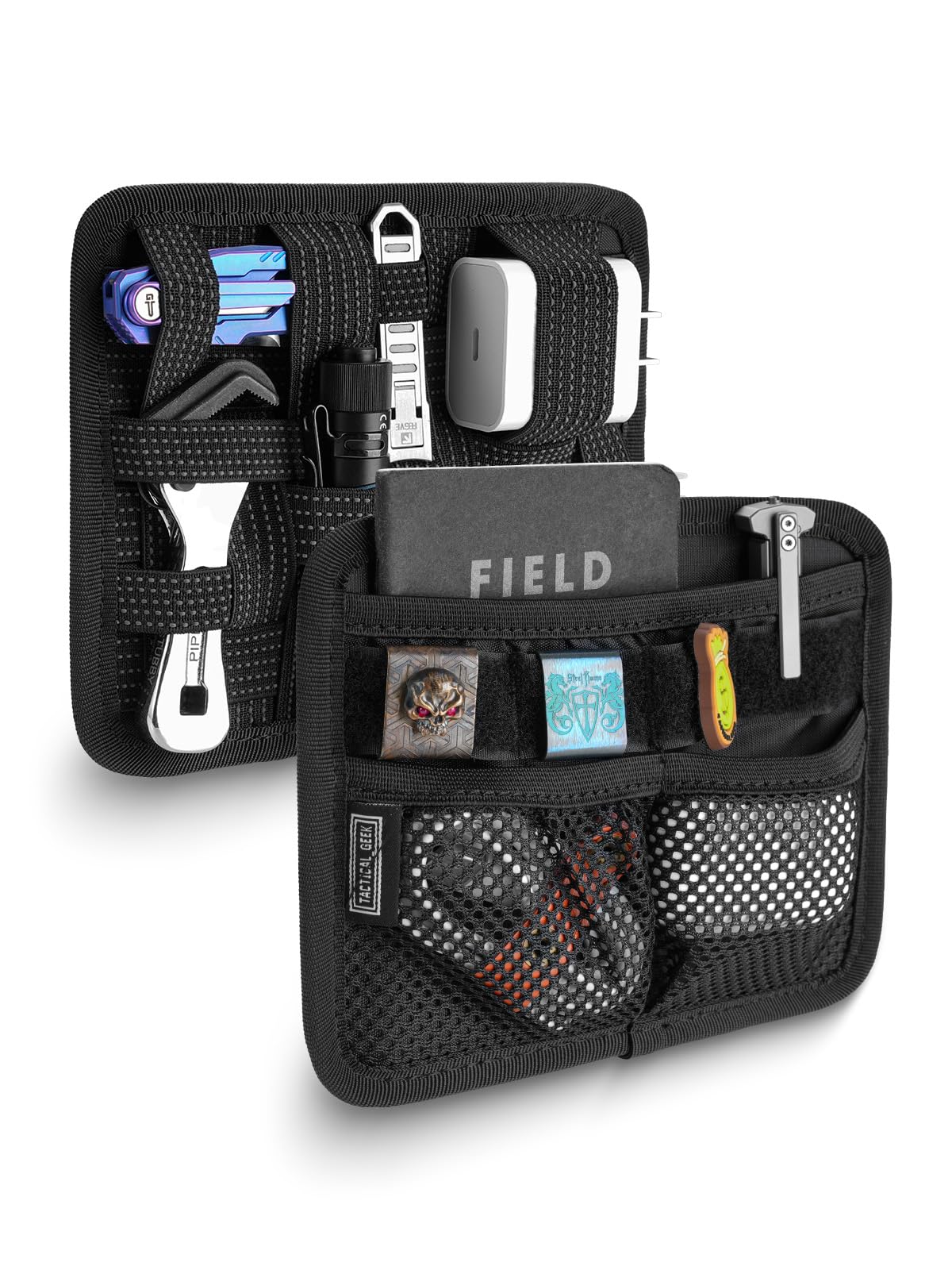 TACTICAL_GEEK TCM8 - Tablero organizador EDC, tablero tejido elástico antideslizante, panel de inserción de bolsa de utilidad para equipo pequeño, accesorios de mochila con bolsillo abierto y bolsillo