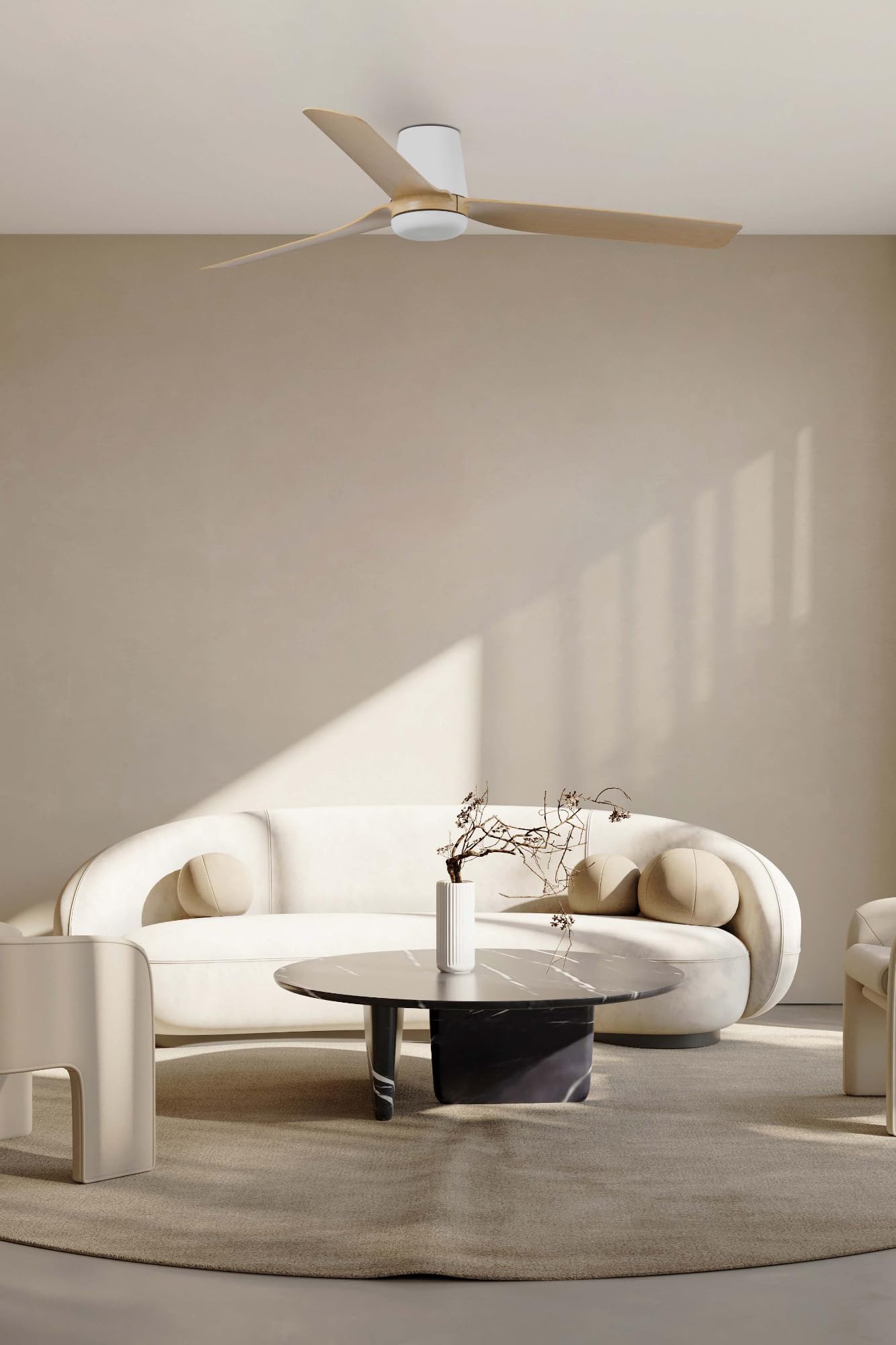FARO BARCELONA 33829 - PUNT TUB M Ventilador blanco/madera clara DC