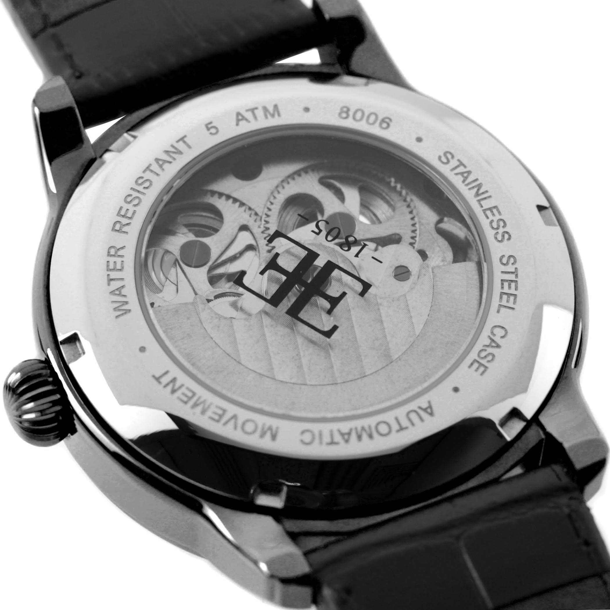 Thomas Earnshaw Męski automatyczny zegarek szkieletowy o długości 44 mm z 12-godzinnym podwójnym czasem, wyświetlaczem słońca i księżyca oraz ozdobnym wirnikiem