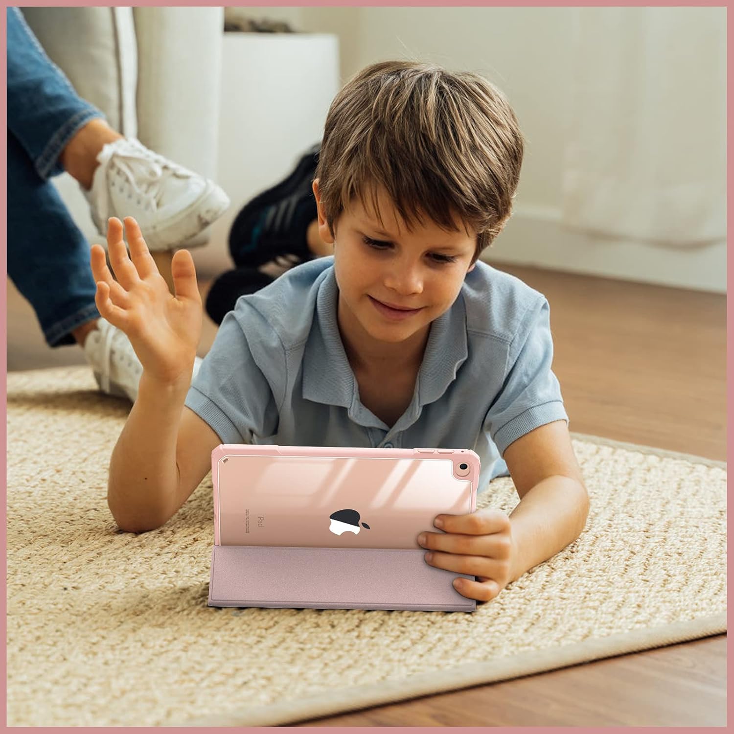 Fintie Hybrid Slim Case for iPad Mini 5th Generation 2019 / iPad Mini 4 (7.9 Inch) - [Built-in Pencil Holder] Shockproof Cover with Clear Transparent Back Shell, Rose Gold - Image 9