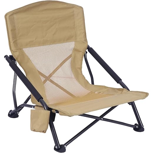 Calandis Portable Lawn Chair with Storage Bag Khaki