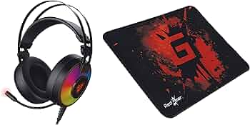 Redgear Comet 7.1 Wired Over Ear Headphones with Mic & Redgear MP44 Speed-Type Gaming Mousepad (Black and Red)