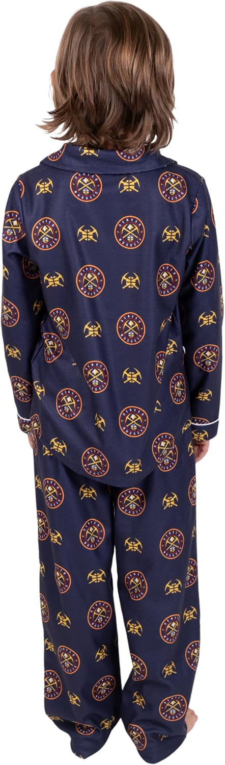 Ultra Game Youth NBA Official 2-Piece Super Soft Button Down Pajamas Set