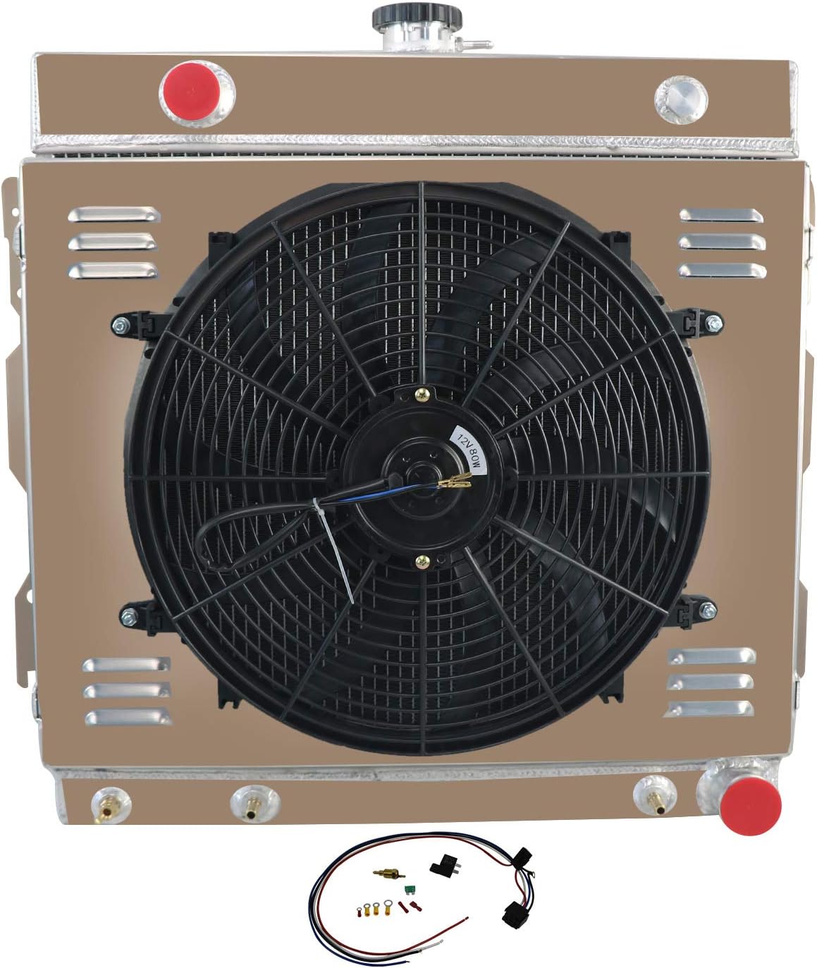 4 Rows Radiator Shroud+Fan+Relay For 1970-1979 Dodge D100 D150 D200 D300 W100 W150 W200 W300/ Plymouth 5.2 5.9 V8,Full Aluminum Radiators
