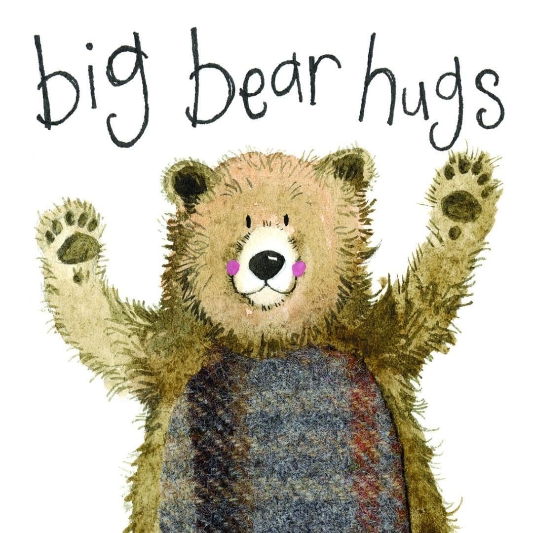 Alex Clark Big Bear Hugs Corked Back Coaster By - Watercolour Design