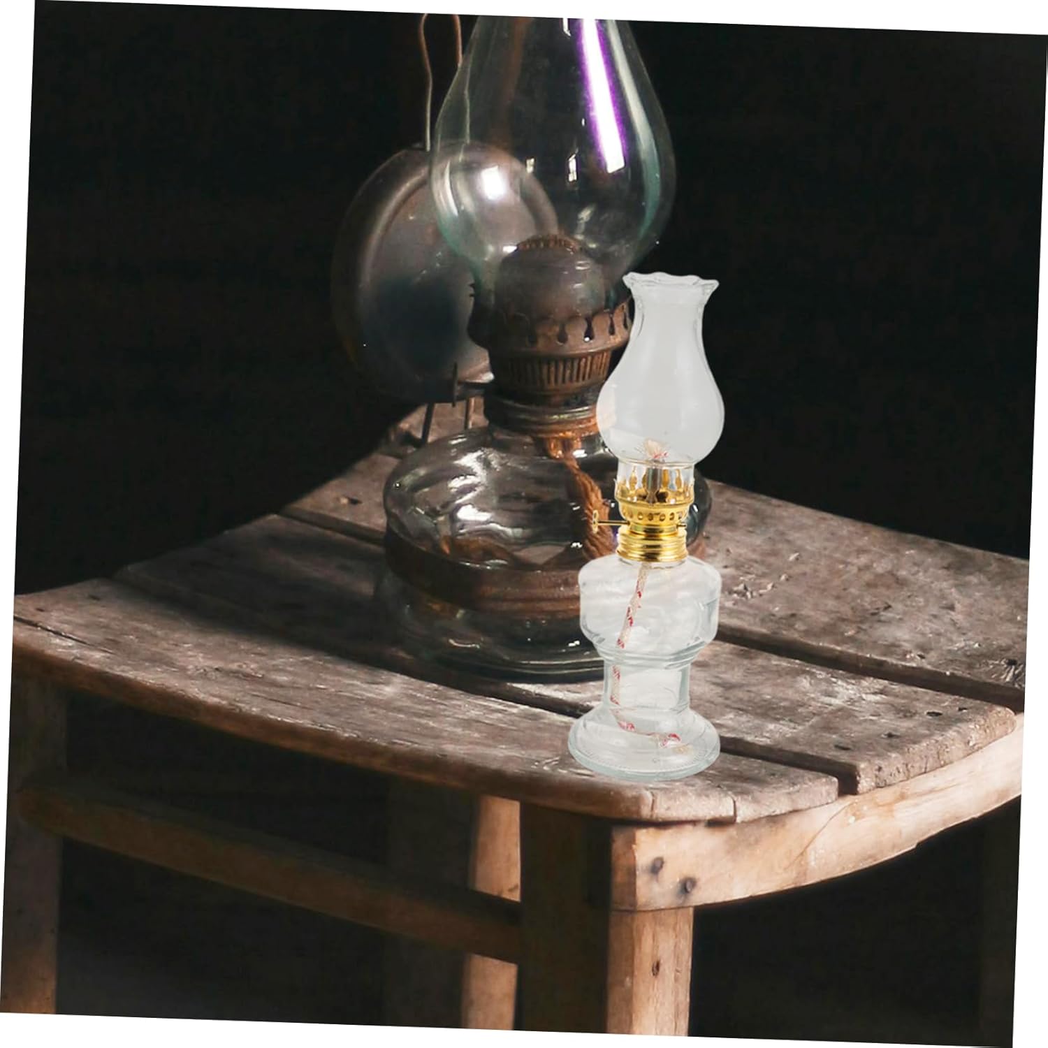 PRETYZOOM 2sets Retro Kerosene Lamp Set Vintage Style Oil Light for Outdoor Camping Family Emergency Lighting Includes Lanterns with High-Temperature Glass Cover
