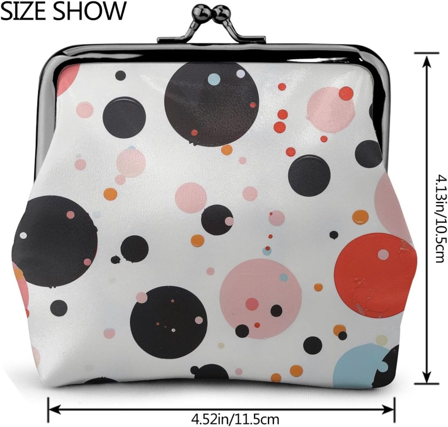 polka dot Print Coin Purse Cute PU Leather Mini Change Purse Wallet for Women Gift, Kiss-lock image 5