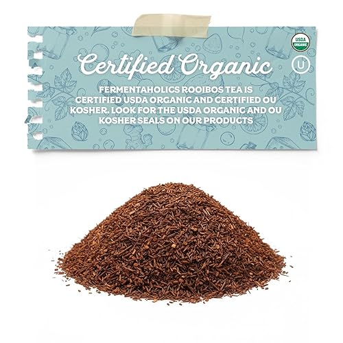 Miniatura 5 de Fermentaholics Té Rooibos orgánico certificado por USDA - Perfecto para elaboración casera de kombucha, té caliente y té helado, certificado Kosher