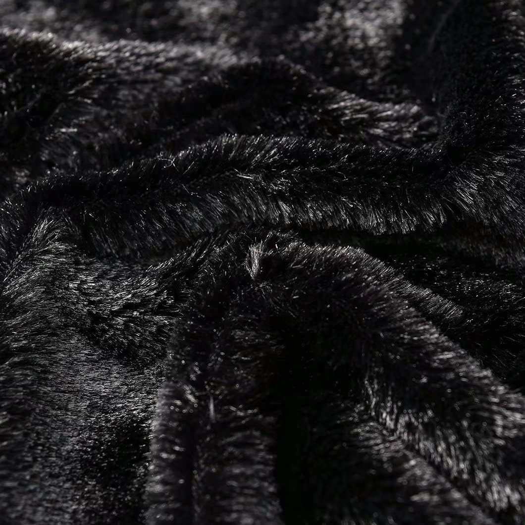 YUSOKI Black King Faux Fur Winter Blanket,2 Layers,90"x104",Without Pillows Big Soft Plush Fuzzy Large Warm Fluffy Blanket for Bed - Image 4
