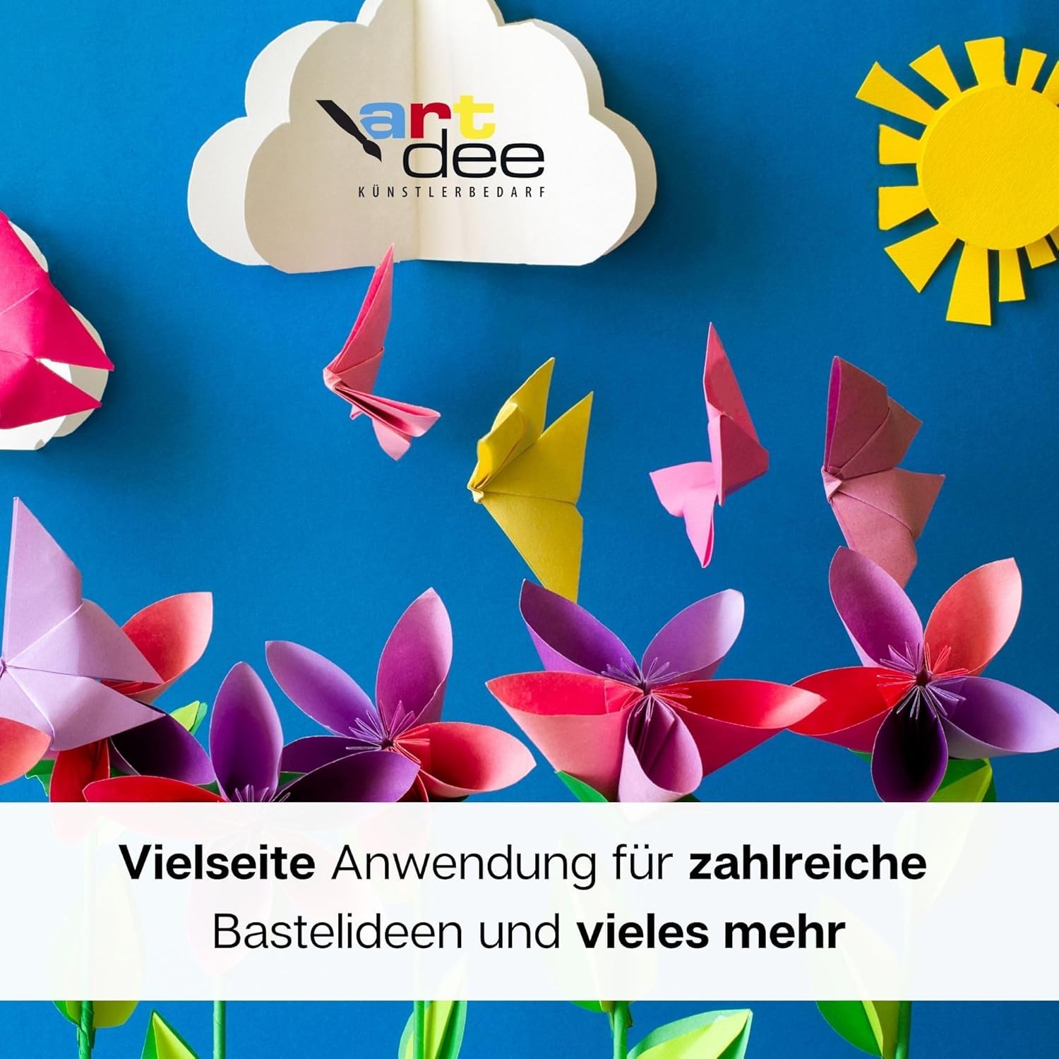 artdee Premium Bastelkarton DIN A2 (420x594 mm) – 120 Blatt Bunt Sortiert, 180g/m² Starkes Tonpapier in 12 Farben – Fotokarton Großformat zum Basteln, Malen & Gestalten für Schule, Kita & Hobby