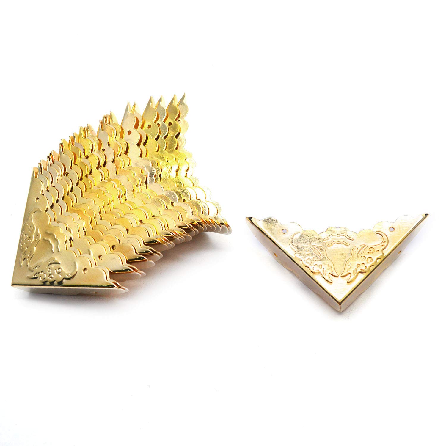Tulead Decorative Corner Protectors Box Edge Protector Iron Corner Guards Golden Corner Protector 0.4" Height 30-Pack with Mounting Screws