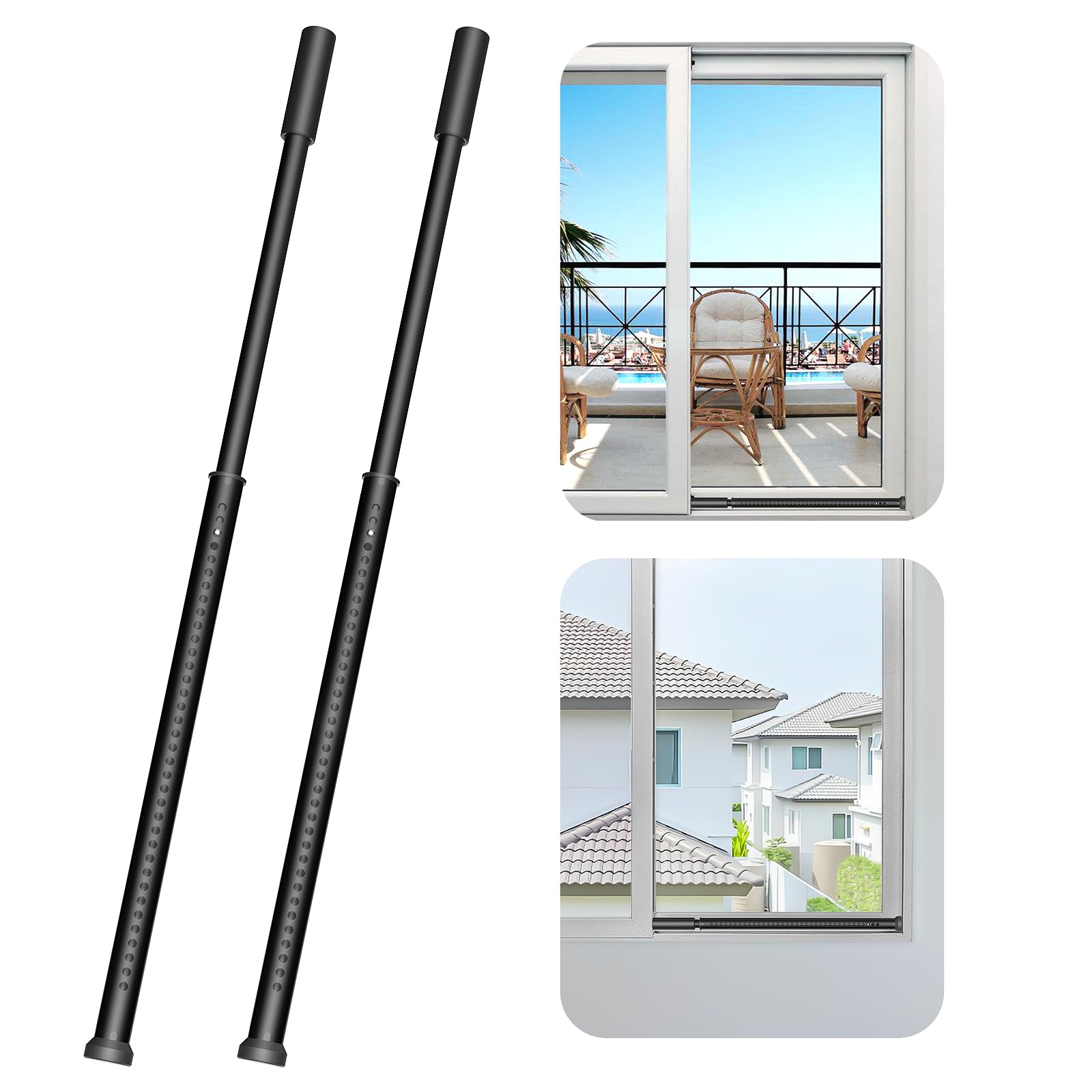 AceMining Lot de 2 barres de sécurité pour porte coulissante, serrure de porte de terrasse, 50,8 à 127 cm