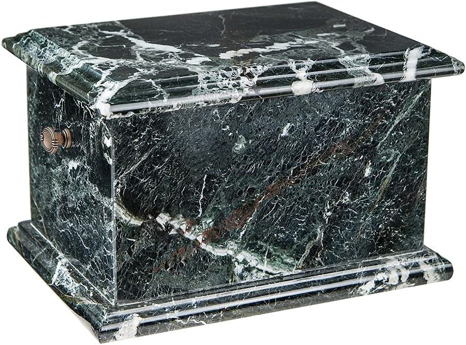 Stone Casket Natural Onyx Cremation Ashes Memorial Funeral Urn for Adult (Black Onyx-Memorial Plaque)
