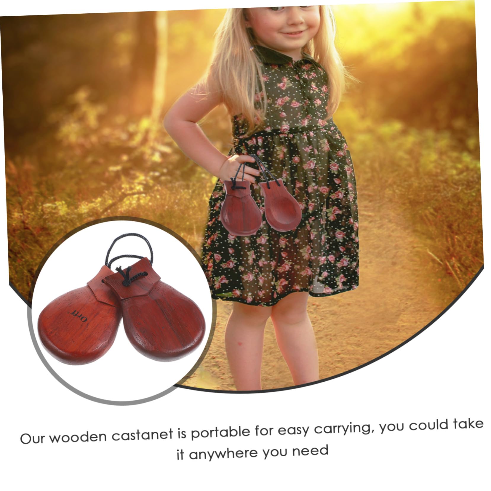 OFFSCH Castanets Wooden Percussion Instrument for Adults Latin Dance Music Carnival Party Accessory