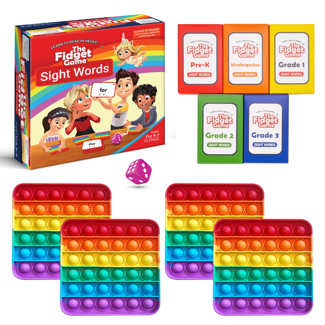 Sight Words - Learn to Read in Weeks, Master 220 High-Frequency Dolch Sight Words. Curriculum-Appropriate Reading Game for Pre-K to Grade 3 - NO-Letters Popping Mats & Dice Included