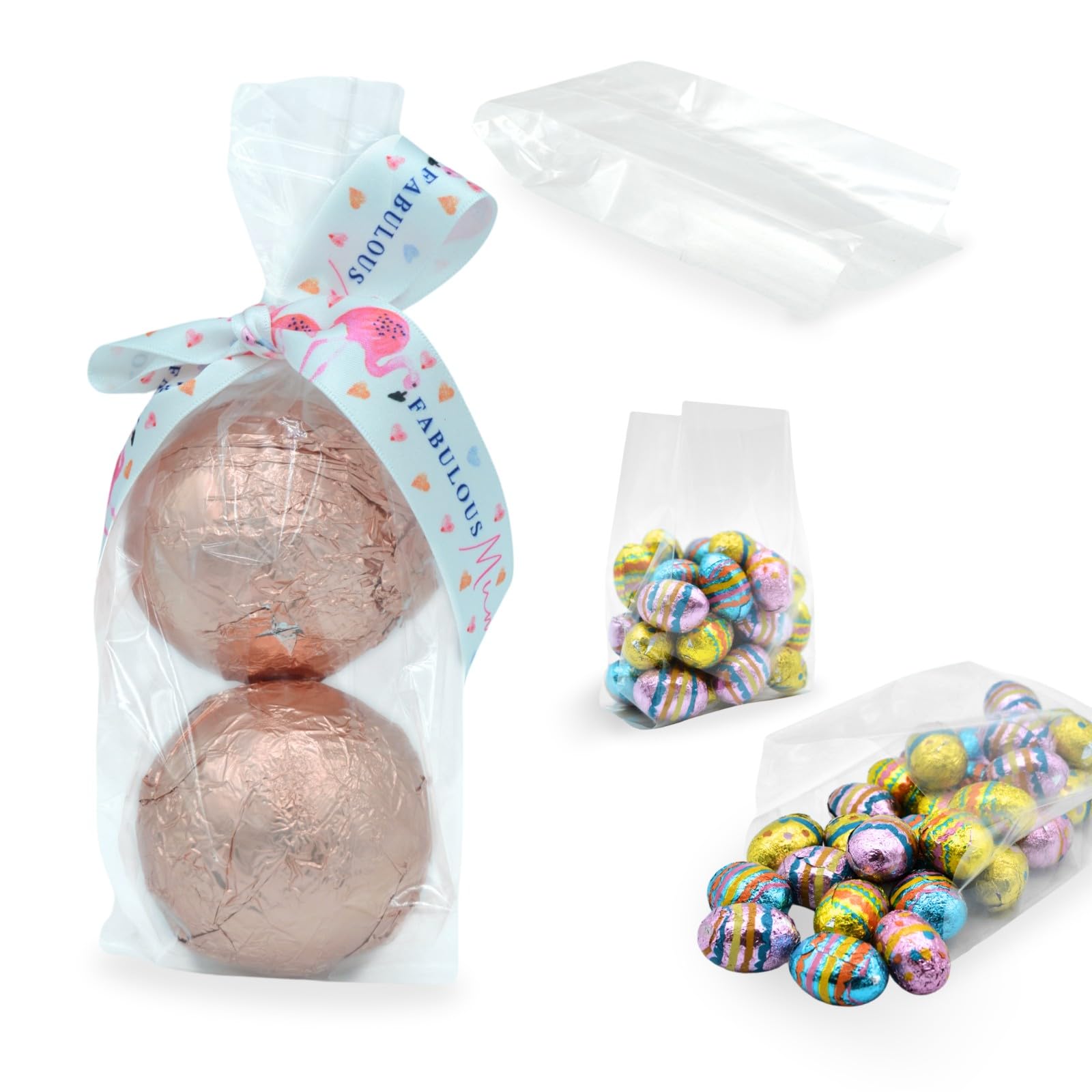 celloexpress 3" x 2" x 9" (Long) Gusset Bag Party Bags for Favour Crafts Sweets Display Gifts Crimp Clear Cellophane Cello - Pack of 500