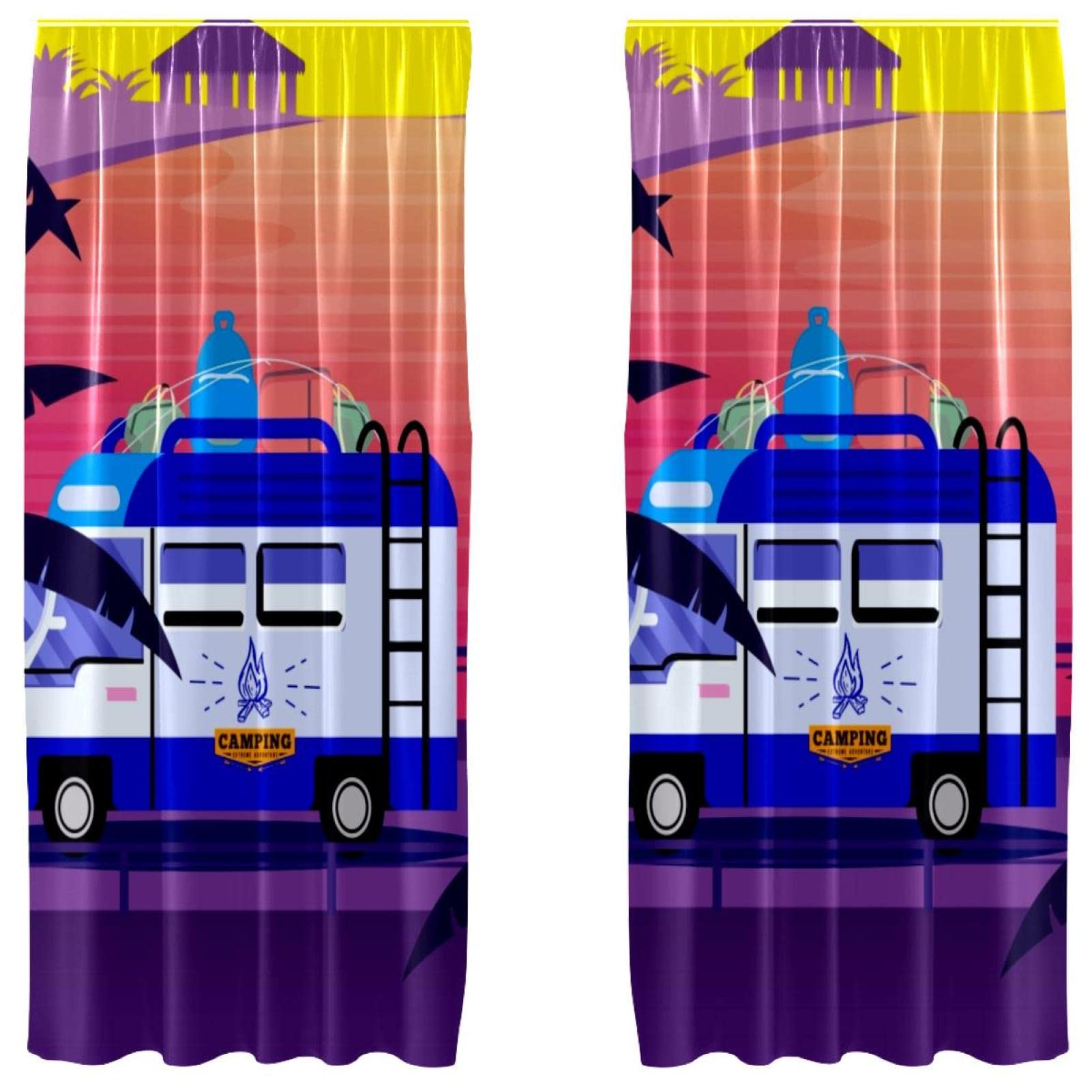 Juego de 2 cortinas para ventana grandes estilo coche de vacaciones