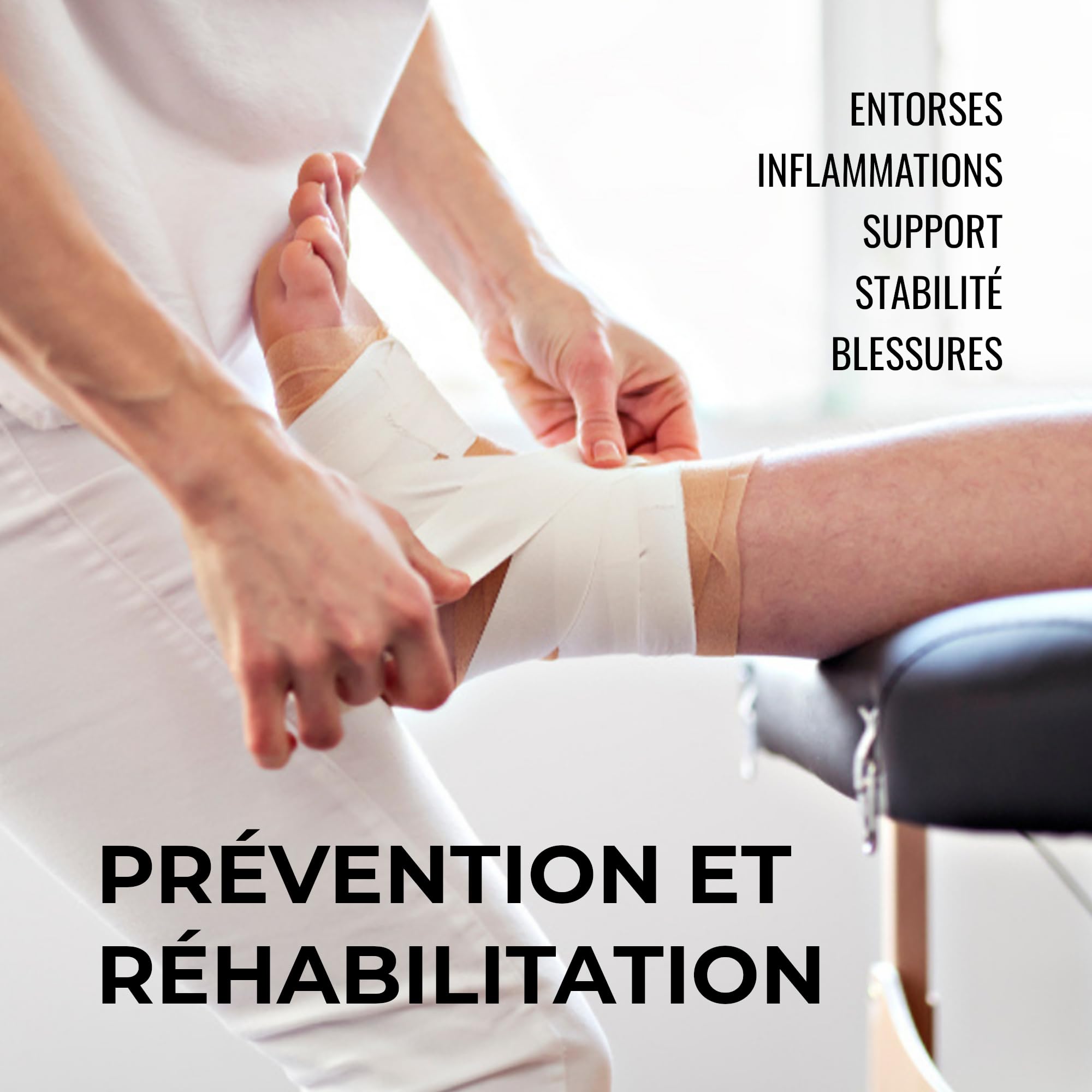 KALAHARI 12 x Sport Tape extra long (Total 164m), Sparadrap, Bande strapping adhésif, Ruban Athlétique Sportive, bandage Doigt, Esacalade, Strap Sport, Inélastique, 100% coton, blanc - 3,8 cm x 13,7 m