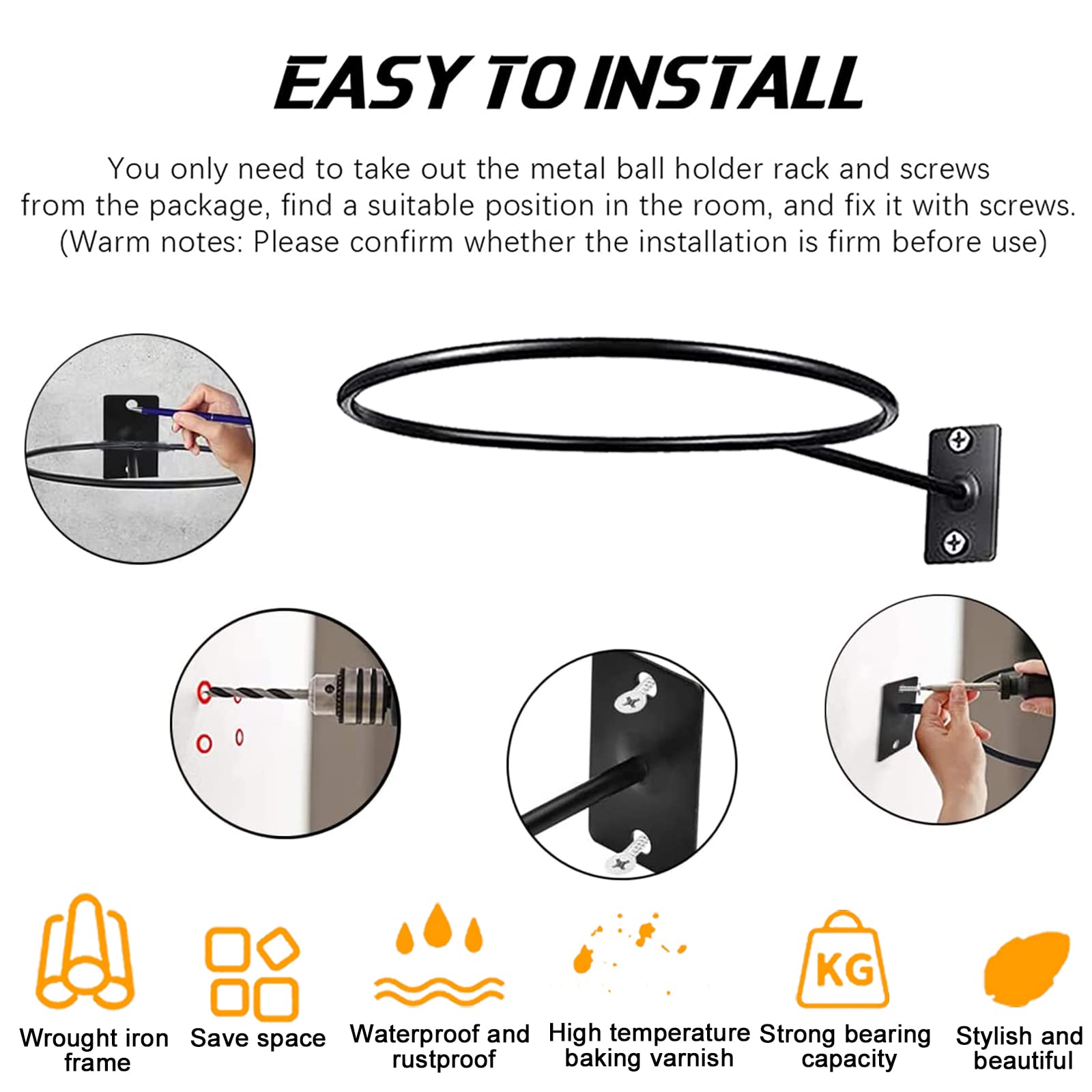 6 Pièces Support Mural Pour Ballon Support De Balle En Métal