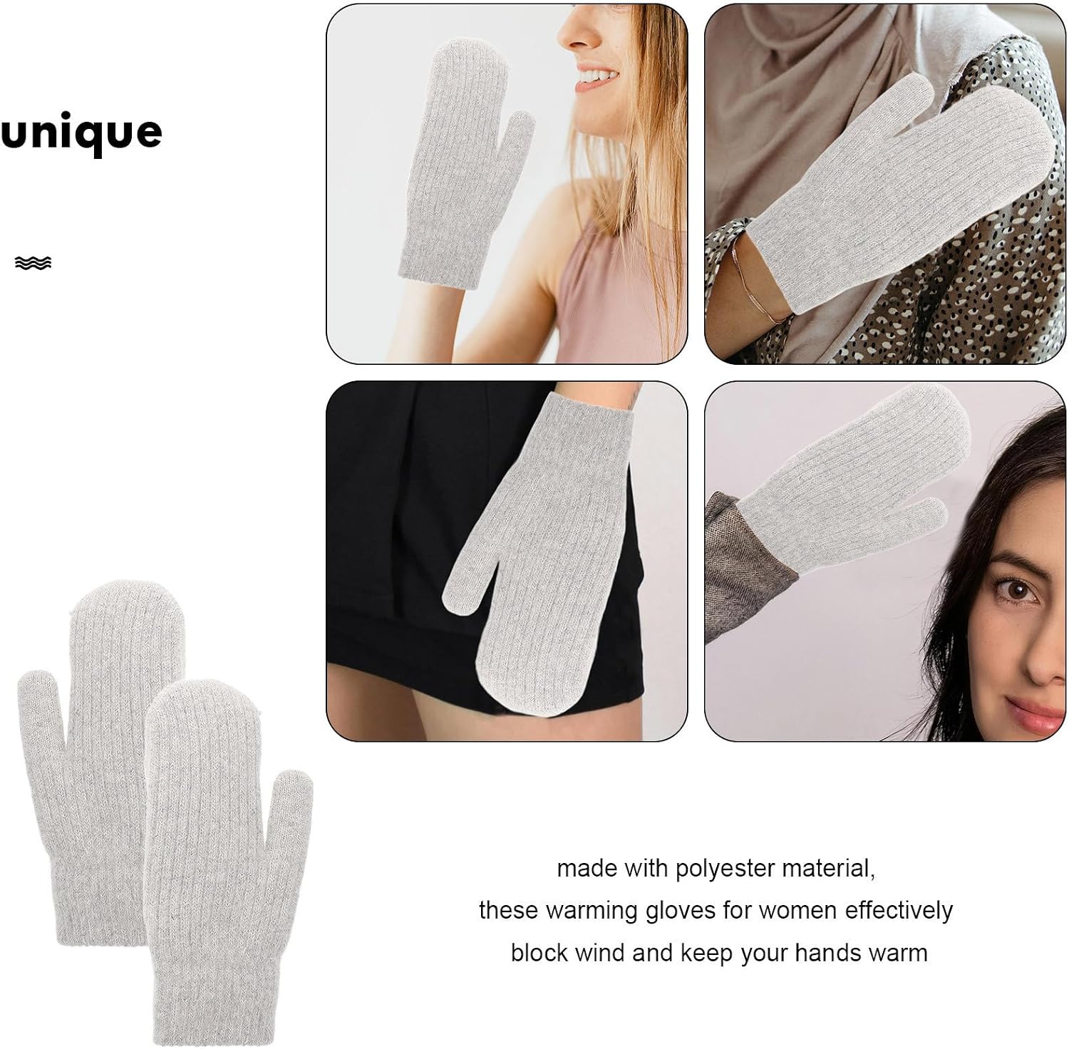 Knitted Warm Gloves for Women Windproof and Insulated Polyester Full Finger Gloves for Outdoor Activities and Daily Commuting Thick and Cozy