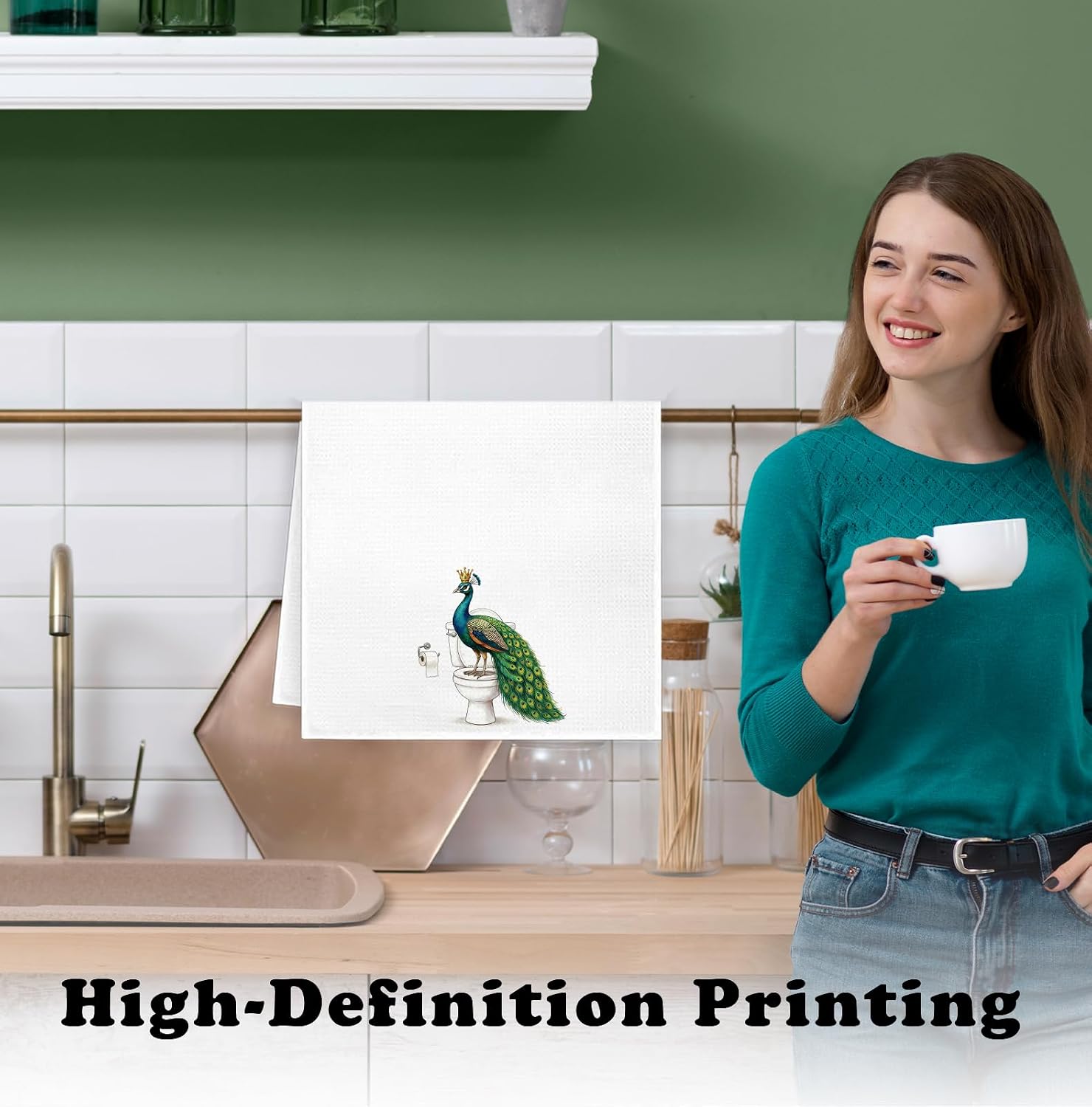 Peacock Bathroom Hand Towel Decorative,Funny Peacock Soft and Absorbent Dish Towels,Peacocks Lover Gifts Hand Towels Drying Cloth for Bathroom Kitchen Decor,16x24 Inch