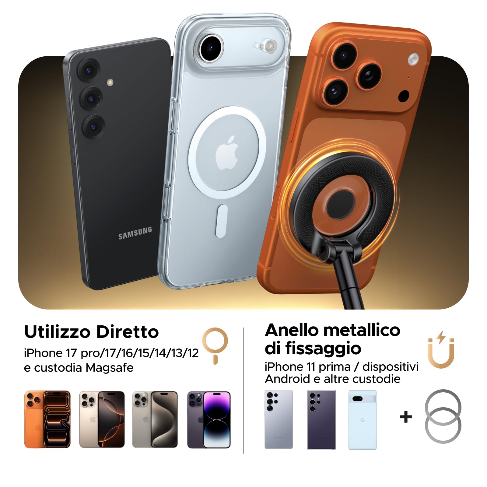 UGREEN Supporto Telefono Auto Magnetico MagSafe con Aspirazione a Vuoto, Supporta Oltre 20KGF, Pieghevole 360°, Compatibile con iPhone 17-12 Pro Max, per Scene Multiple