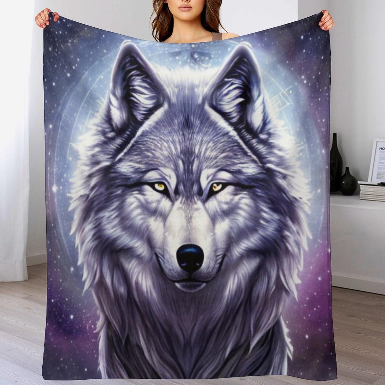 Couverture polaire loup plaid chaud en flanelle douce pour lit et canapé 130x150