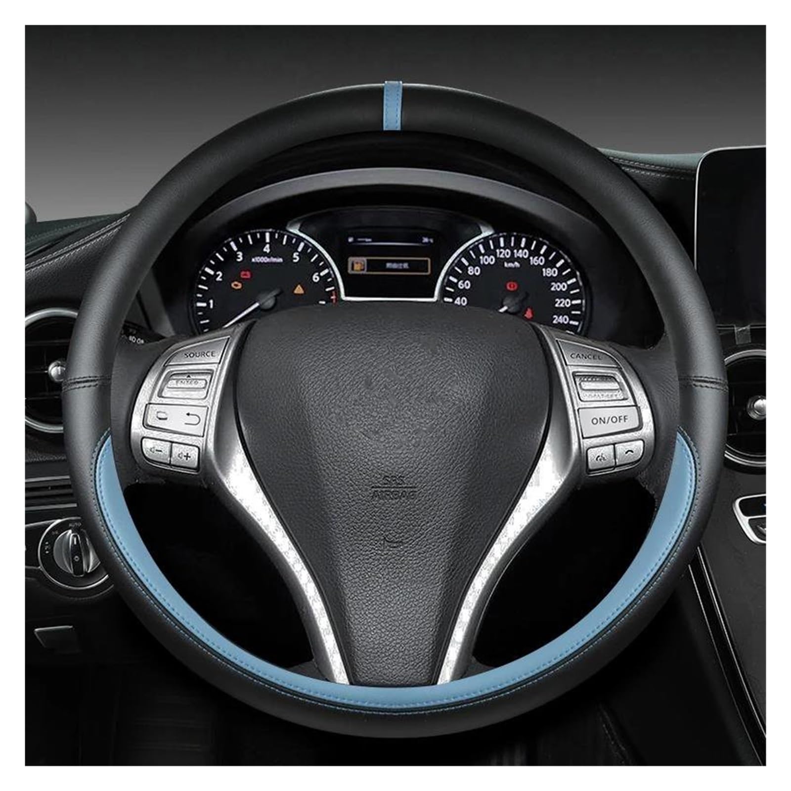 Volantes Funda para Volante de Coche para Nissan para Tiida, para Teana, para Juke, para Versa, para Leaf, para Note. Funda Volante(Blue O)