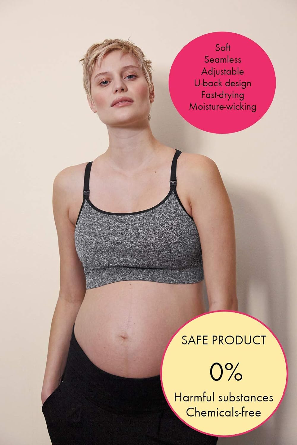 BOOB Seamless Maternity Bra, Nursing Bra Soft Sports Bra for Breast-Feeding in Sustainable Fibers with Easy Nursing Access