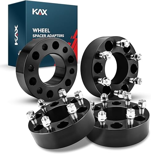 Miniatura 1 de KAX Espaciadores de rueda de 0.236 x 5.315 in, adaptadores de espaciador de rueda centrados de cubo de 2 pulgadas forjado negro con orificio de buje