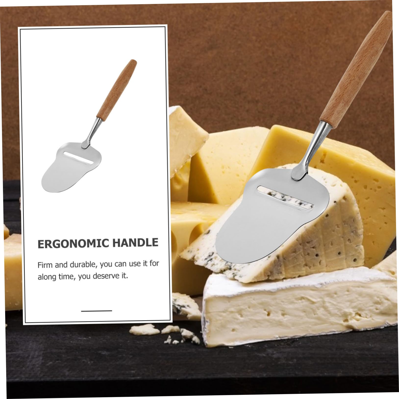 MUCKLILY 3 pcs Practical Stainless Steel Cheese Slicer with Handle Ergonomic Cutter for Effortless Slicing of Soft Semi Hard and Hard Cheese for Home and Restaurant Use