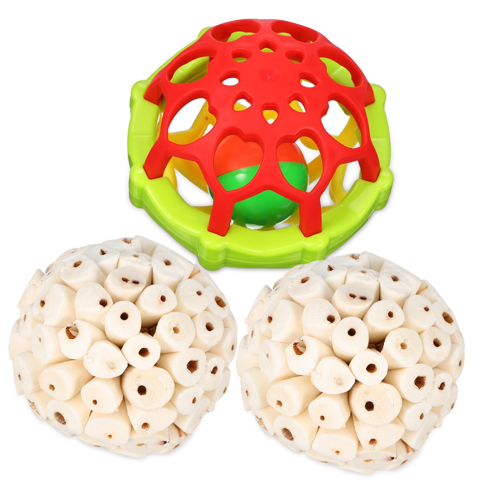 Sosoport 15 Piezas Pelota de Juguete de Aves Juguetes de forrajeo Loro Juguetes jueguetes Accesorio de Jaula para pájaros Jaula de pájaros de Pelota de pájaro Bolas de Aves