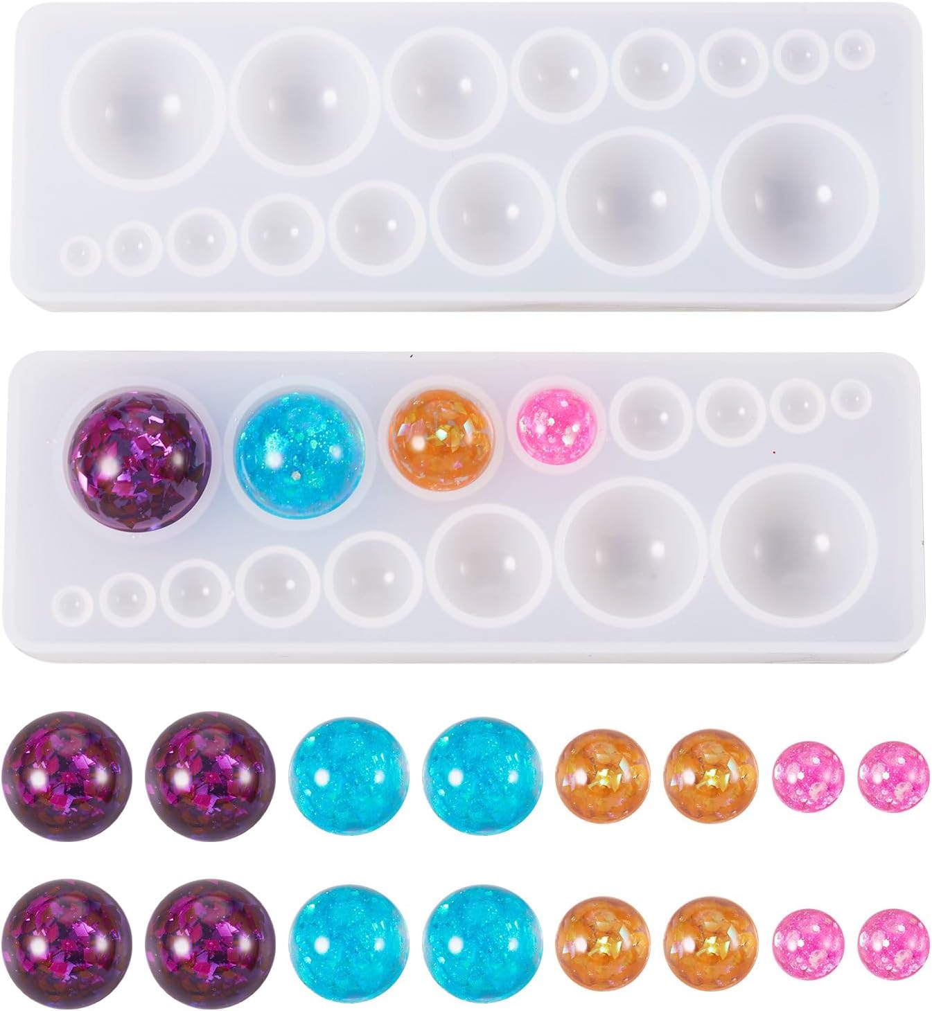 Boutigem 2pcs Cabochon Gem Resin Silicone Mold Round Cameo Dome Epoxy Resin Mould for DIY Jewelry Pendant Bracelet Necklace Earring Art Craft Making