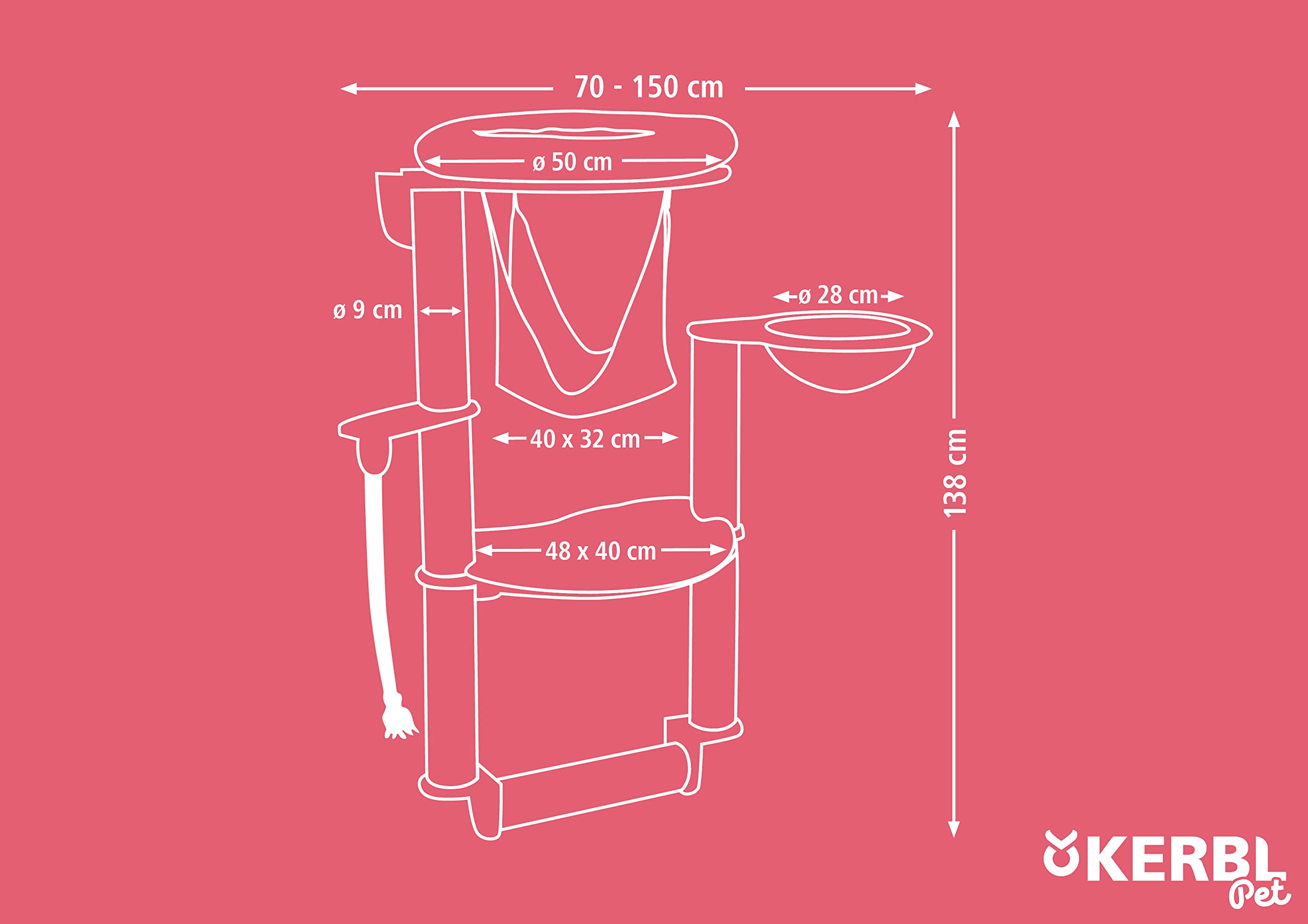 Kerbl 84459 drapak ścienny Dolomit Grappa Pro, 70 x 66 x 138, taupe, 10,349 kg