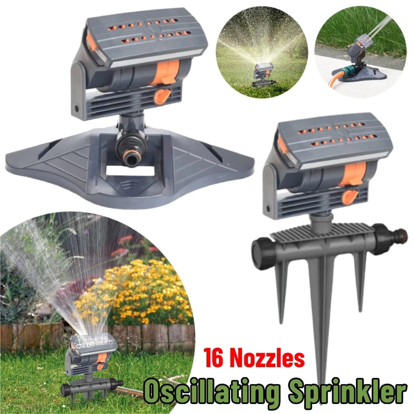 Irrigatore oscillante Barra rettangolare, Irrigatore oscillante a 16 ugelli con larghezza di flusso regolabile for prato automatico