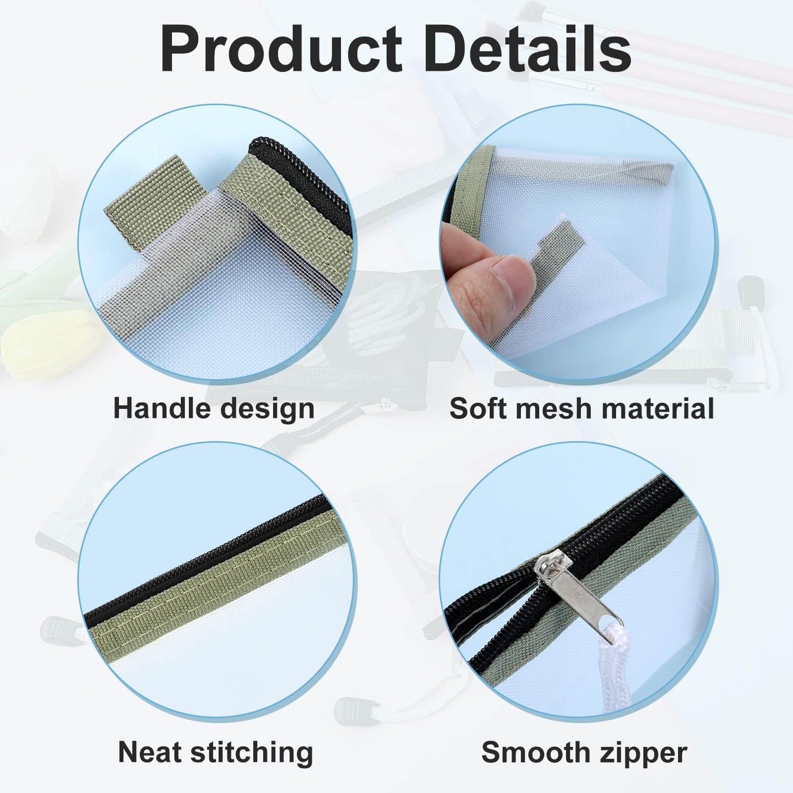 Lnngub 5 Pack Small Zipper Pouch,3" X 4.3" Nylon Small Mesh Zipper Pouch Portable Mini Mesh Bags for Lipstick,Key,Earphone,Credit Card - Image 3