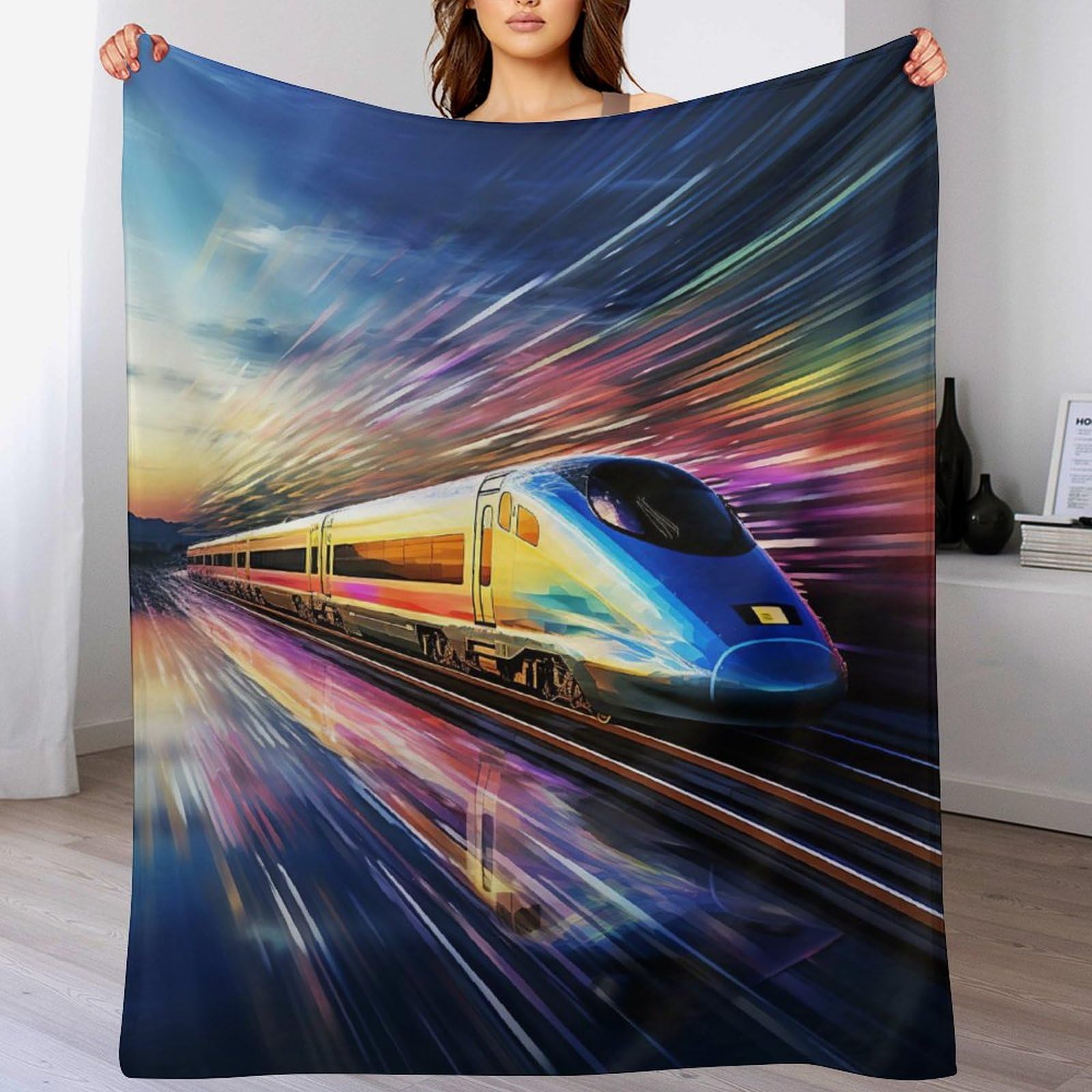 Couverture super douce et moelleuse Express Train anti-froid en flannel