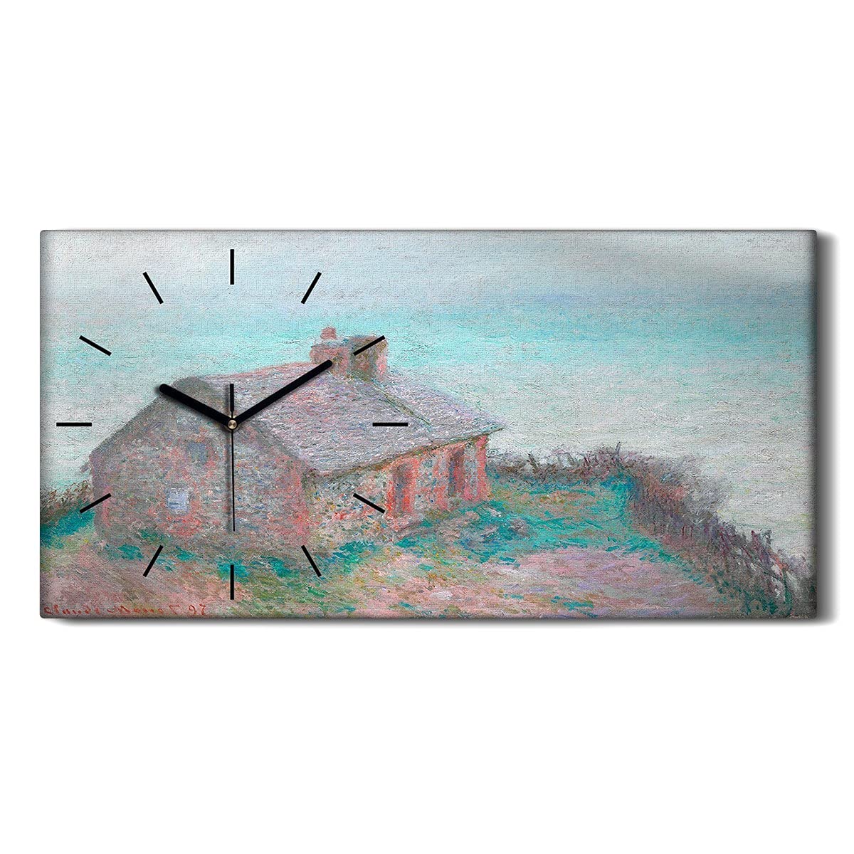 Horloge sur Toile La Douane de Varengeville 60x30cm Cadre Mural Silencieux