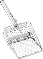 Pawccoli Stainless Steel Cat Litter Scoop - Large Dual-Mode Deep Shovel, Long Handle for Fast Poop Sifting, Durable for Multi-Cat Homes
